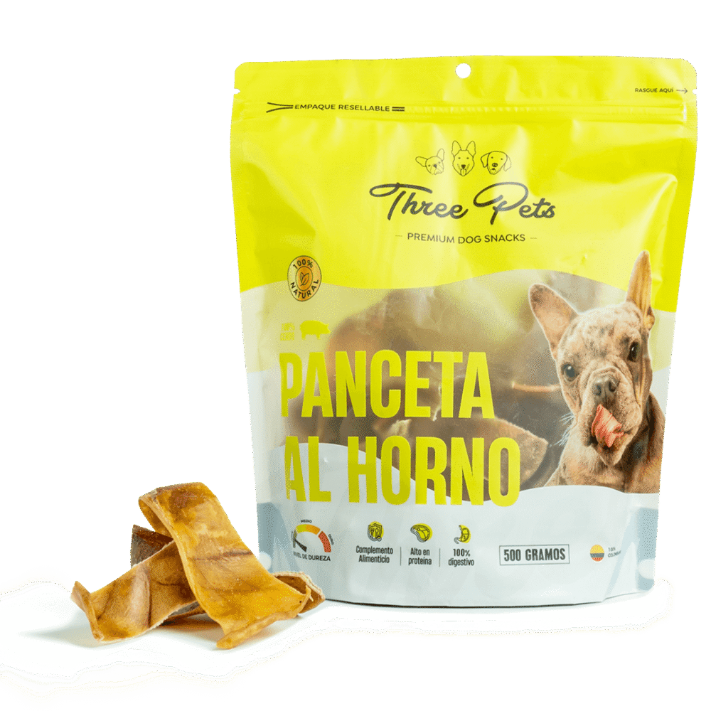Snack natural de oreja de cerdo para perros elaborado con ingredientes 100% naturales.