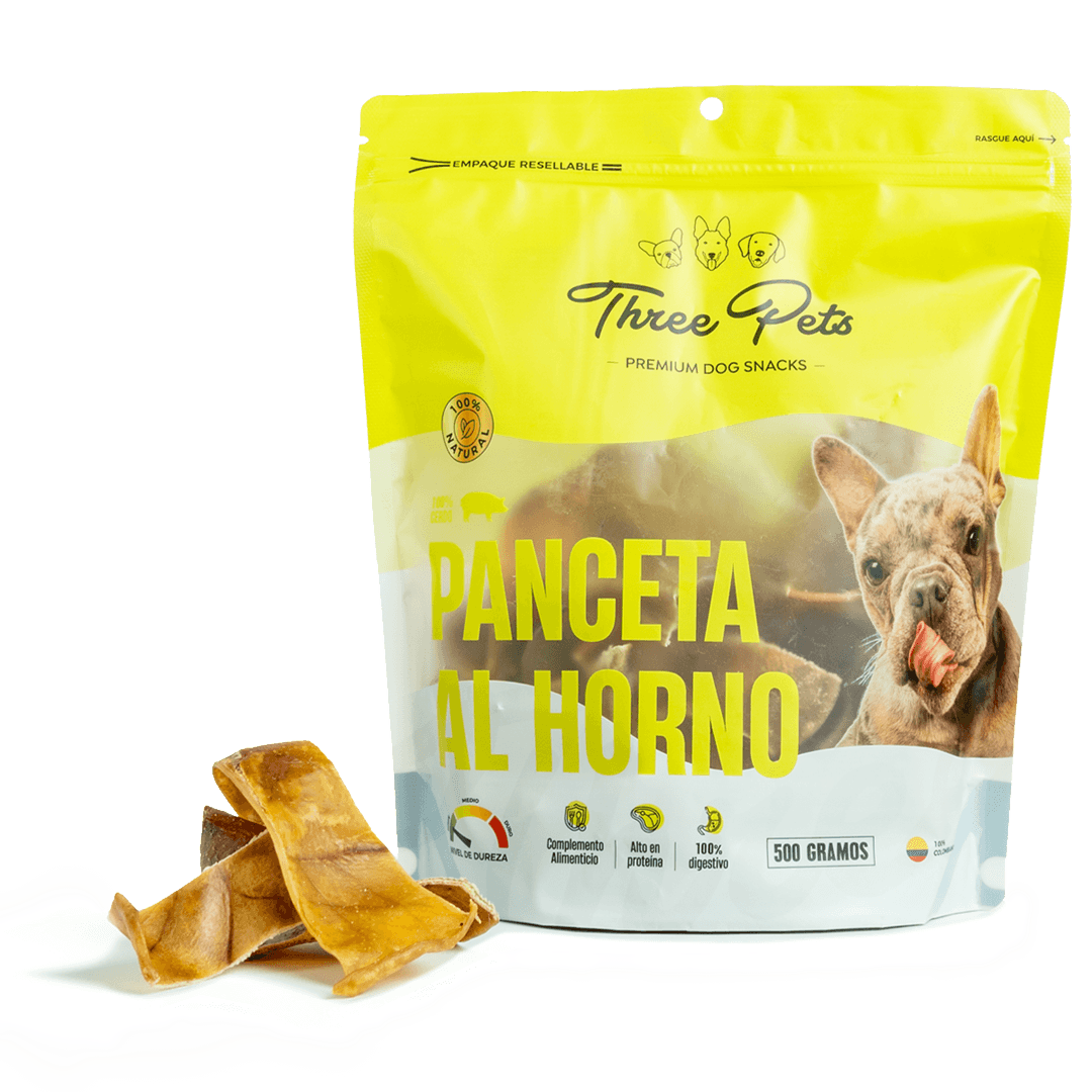 Snack natural de oreja de cerdo para perros elaborado con ingredientes 100% naturales.